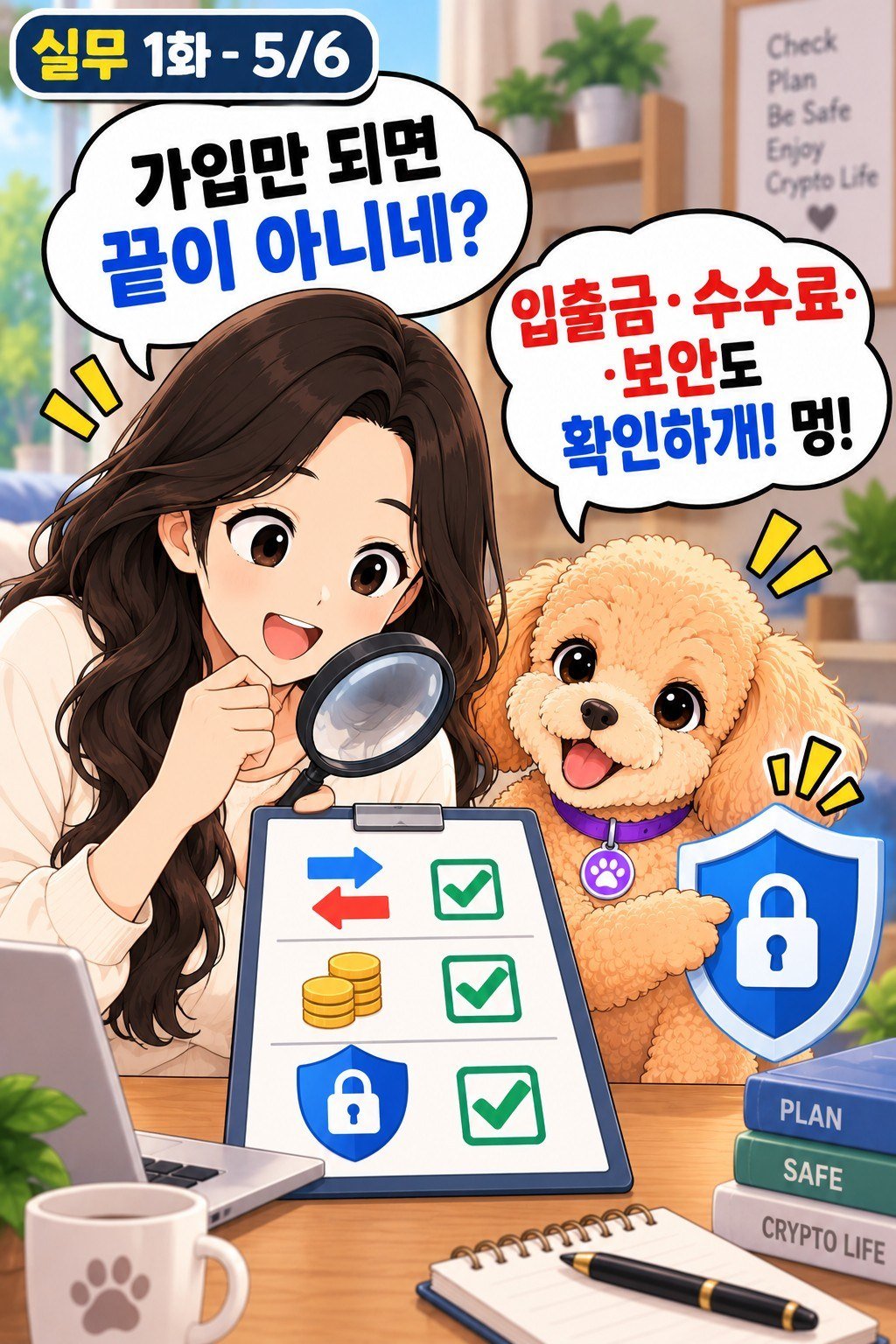 거래소 입출금 수수료와 보안을 확인하는 엄마와 나나
